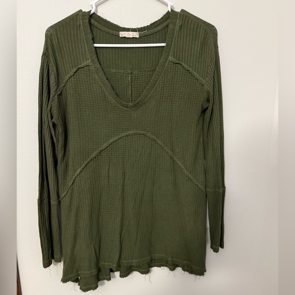 It's Our Time Forest Green Long Sleeve V-Neck Top